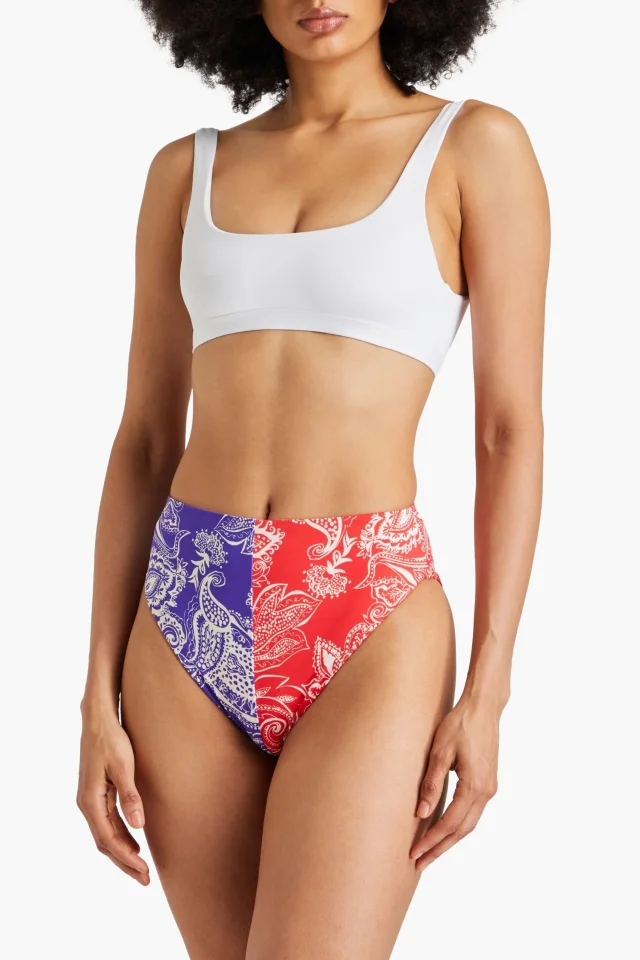Mara Hoffman Imina Printed High-Rise Bikini Briefs in Purple, photo 2 of 4 from THE OUTNET