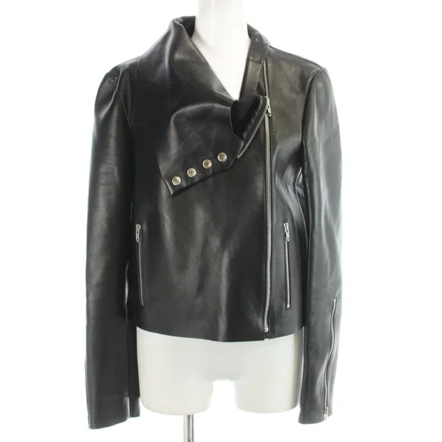 Celine Phoebe Philo Era Leather Rider's Jacket Single Sheep Black 36 in Black Leather from The Reluxe