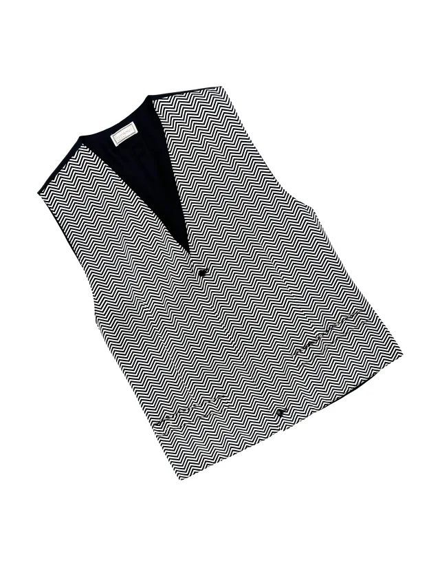 Versace 1988 black and white silk vest in Black Silk from James Veloria