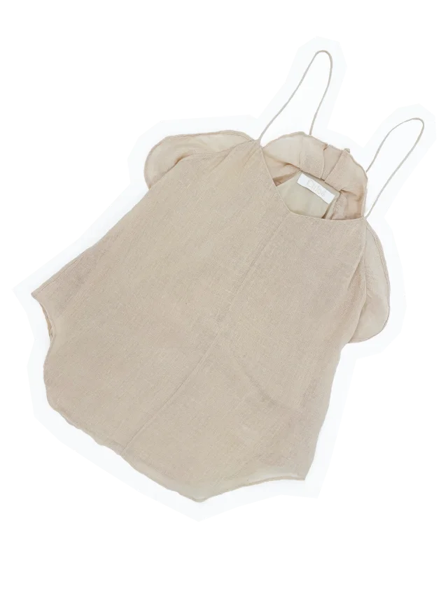 Chloé S/ 2016 beige ruffle camisole in Beige Nylon from James Veloria