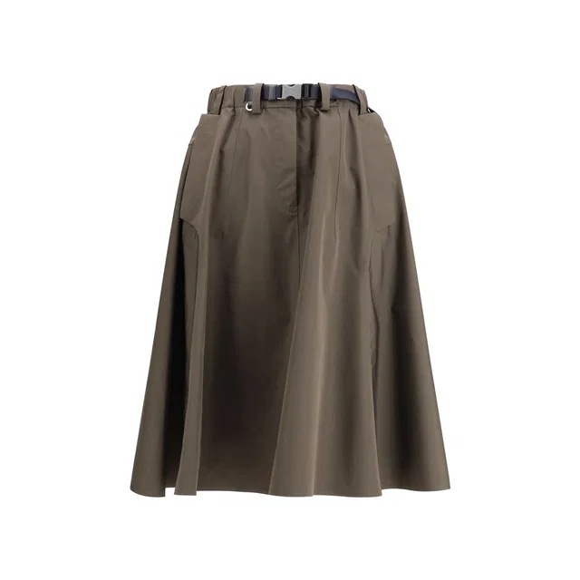 Prada Bicolor Recycled Polyester Midi Skirt in Nylon from HEWI