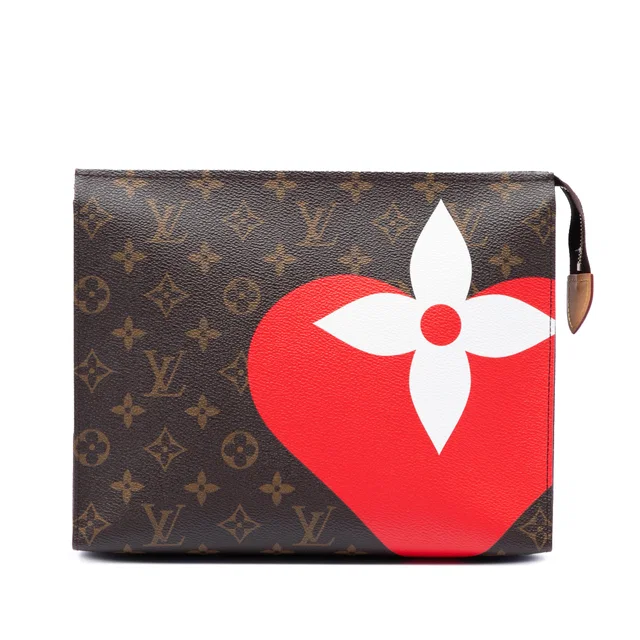 Brown Louis Vuitton Monogram Game On Toiletry Pouch 26 Clutch Bag in Brown Coated canvas from Designer Revival