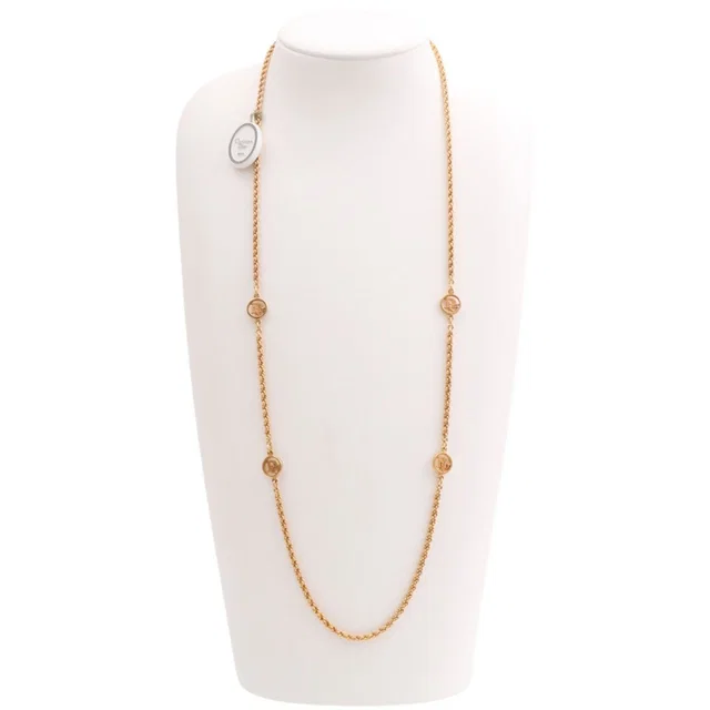 Dior Circle Logo Plate Long Necklace Gold in Gold from VINTAGE QOO TOKYO
