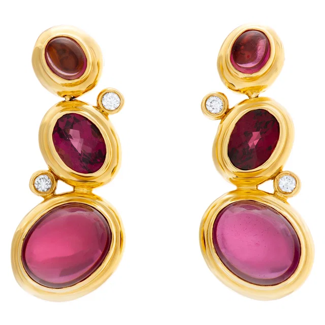 David Yurman earrings with garnert and diamonds in Yellow Gold from Gray And Sons