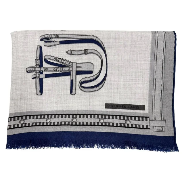 Hermès 195800 Scarves Navy in Navy Silk from The Reluxe