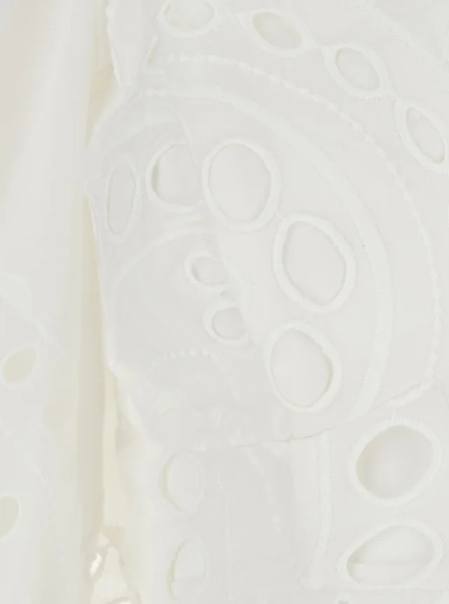 Charo ruiz 'Luna' White Top with Deep Neckline and Intricate Embroidery in Cotton Blend for Women in White 90% Cotton 10% Polyester, photo 4 of 5 from Gaudenzi Boutique