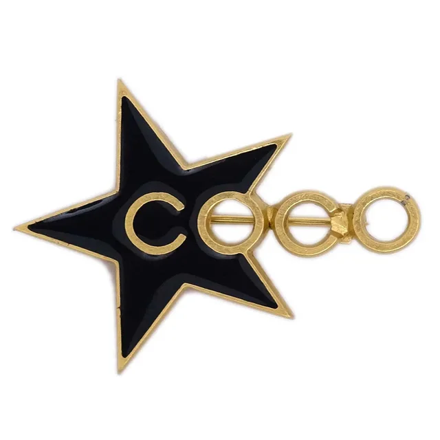 Chanel Star COCO Brooch Pin Black 01P in Black from AMORE Vintage Tokyo