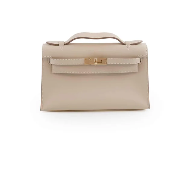 Hermès Kelly Pochette Special Order Beton K Stamp in Swift leather from The Purse Affair