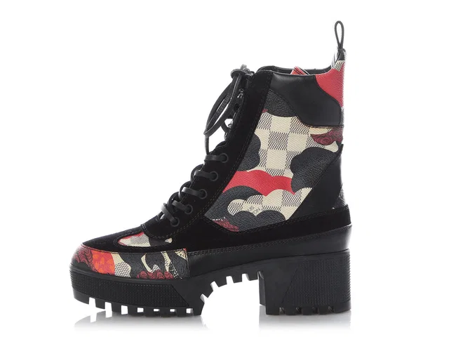 Louis Vuitton Damier Azur Overcloud Laureate Desert Boots in Suede from Ann's Fabulous Finds