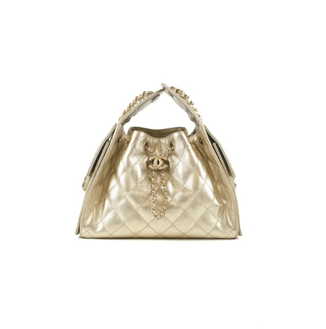 Chanel Small 25 Caviar Gold in Gold Caviar leather from The Purse Affair