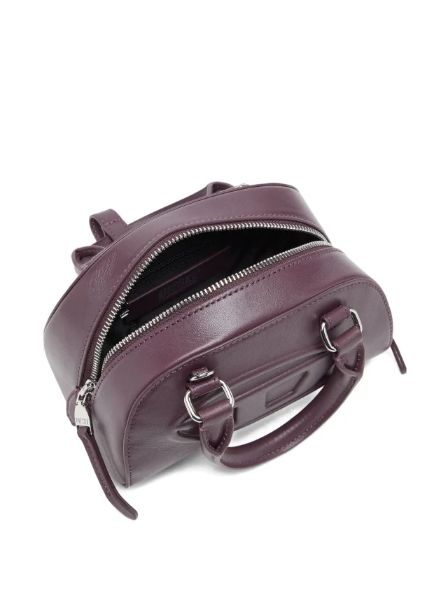 Diesel 1DR Dome-mini bowling bag in leather in Purple, photo 5 of 5 from FARFETCH