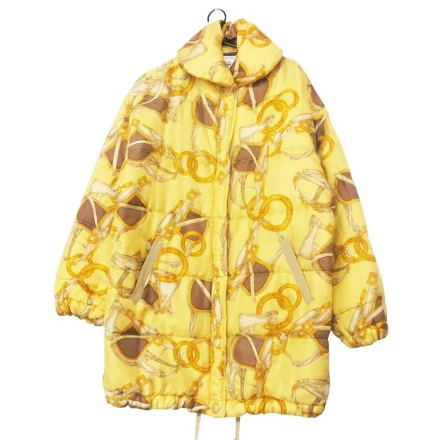Celine Vintage Horse Tack Print Batting Coat Yellow in Yellow from The Reluxe