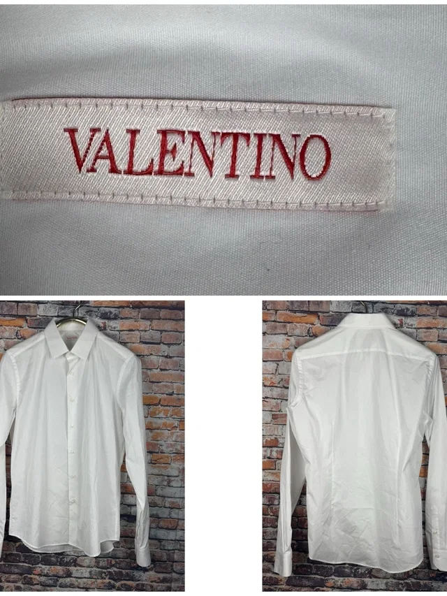 Valentino Garavani Men's White Long Sleeve Button Front Dress Shirt 16.5-42 in white from Poshmark