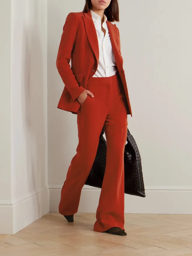 VERONICA BEARD Lebone pleated crepe straight-leg pants in Red, photo 2 of 2 from NET-A-PORTER (Canada)