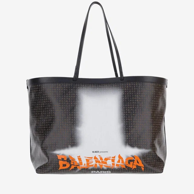 Balenciaga The Door Tote Bag — Black Cotton in Black Canvas from HEWI