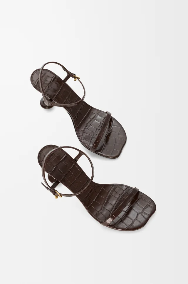 Loewe crocodile-effect heeled sandals, photo 3 of 5 from SENSER