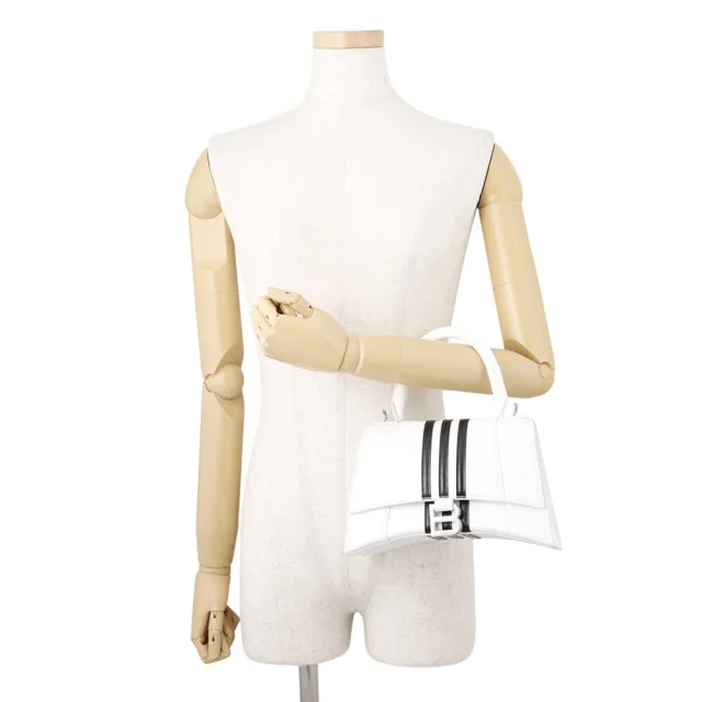 Balenciaga Adidas Collaboration Hourglass 2-Way Handbag White/Black593546 Leather Size Small in White Leather from GALLERY RARE, photo 4 of 19