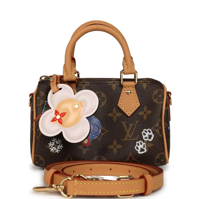 Louis Vuitton "Vivienne" Nano Speedy Bag Brown Monogram Snowy Pearl Gold Hardware in Brown Coated canvas from Madison Avenue Couture