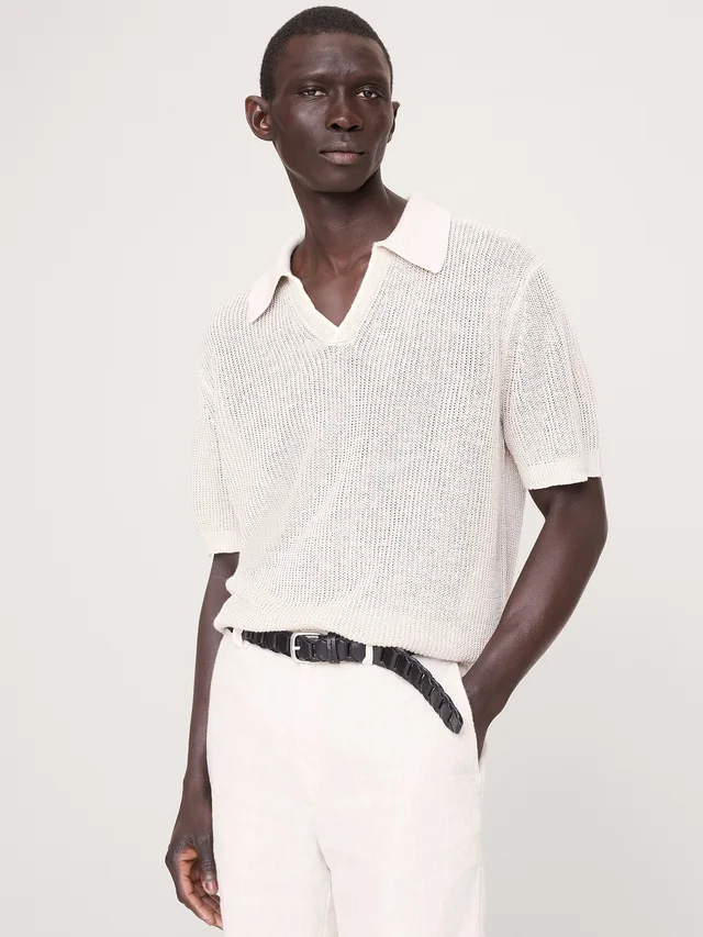 Banana Republic Linen-Cotton Johnny-Collar Sweater Polo from Banana Republic (Canada), photo 1 of 1