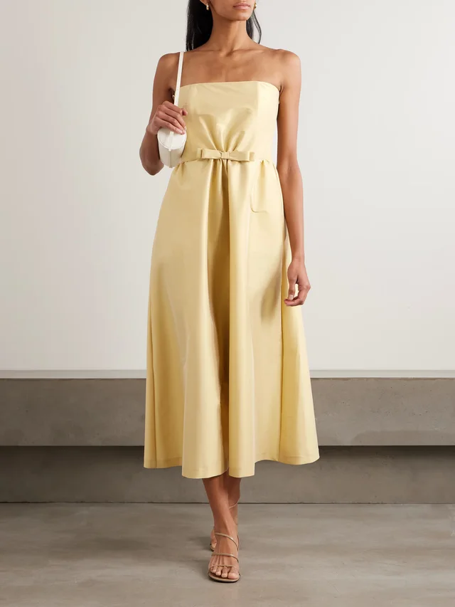 BERNADETTE Bodette strapless bow-detailed taffeta midi dress in Yellow, photo 2 of 2 from NET-A-PORTER (Canada)
