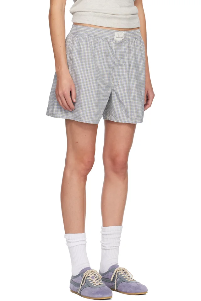 ERL Blue Light Check Boxer Boy Shorts, photo 2 of 4 from SSENSE