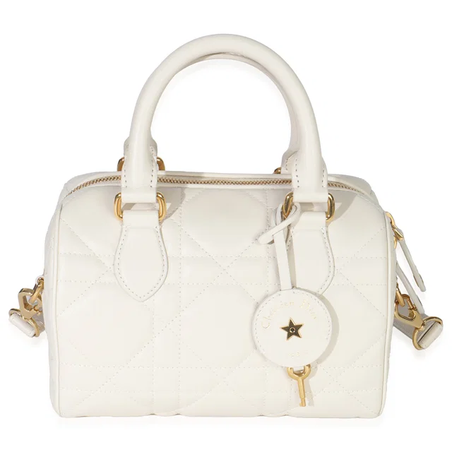 Dior Dusty Ivory Macrocannage Calfskin Groove 20 Bag Neutral; White Leather Handbag in White Calfskin from HEWI