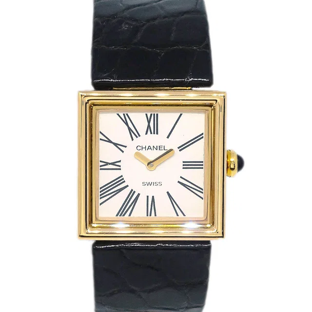 Chanel Mademoiselle Watch 18KYG Alligator in Crocodile from AMORE Vintage Tokyo