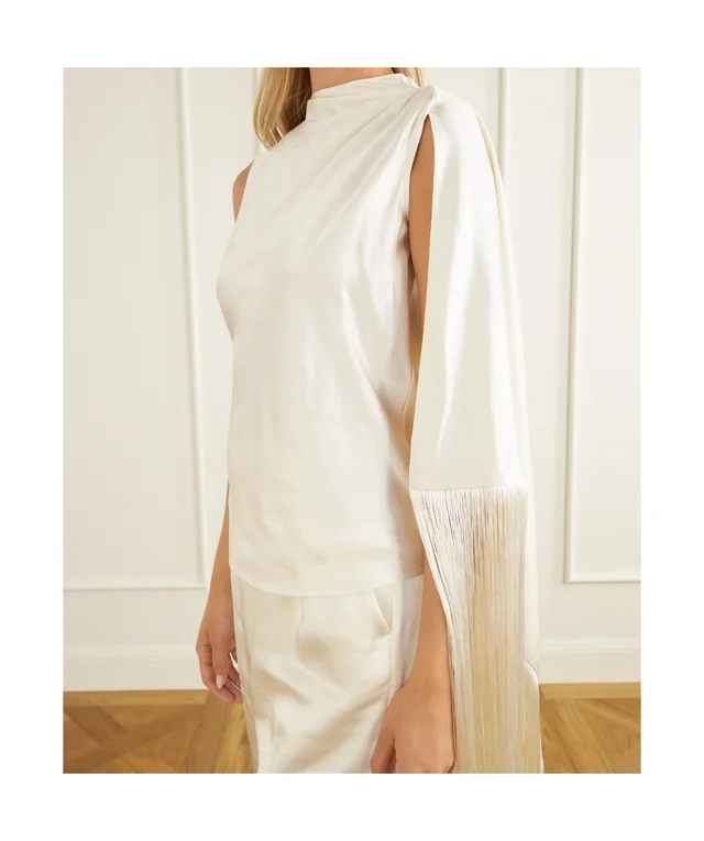 Self-Portrait Asymmetrical patchwork top with tassel trim, photo 5 of 5 from SENSER
