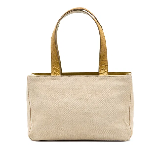 Beige Prada Canvas Tote in Beige Canvas from Designer Revival