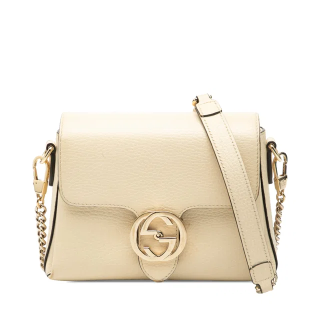 Beige Gucci Small Dollar Calfskin Interlocking G Crossbody in Beige Calfskin from Designer Revival