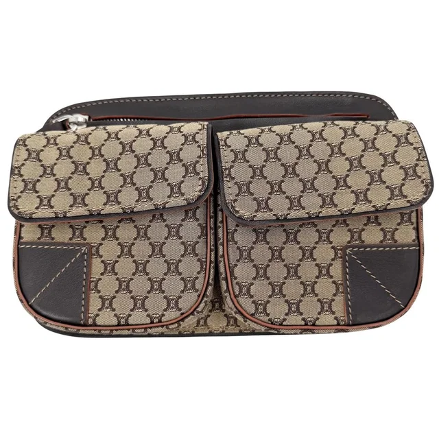 Celine Belt Bag Macadam Canvas Brown Silver in Brown Canvas from The Reluxe