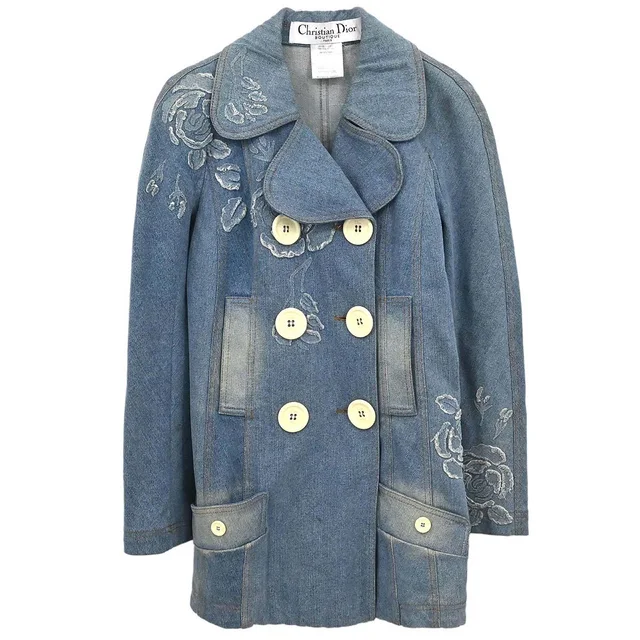 Dior 2005 Denim Floral Jacket Blue #36 in Blue Denim from AMORE Vintage Tokyo