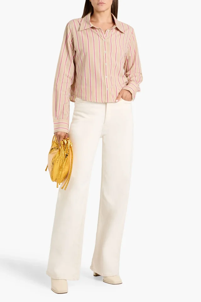 Paige Striped Cotton Cropped Shirt in Beige, photo 2 of 4 from THE OUTNET