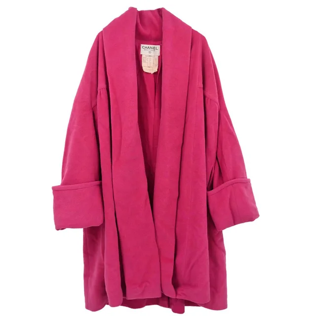 Chanel 1991 Coat Gown Pink #36 in Pink Wool from AMORE Vintage Tokyo