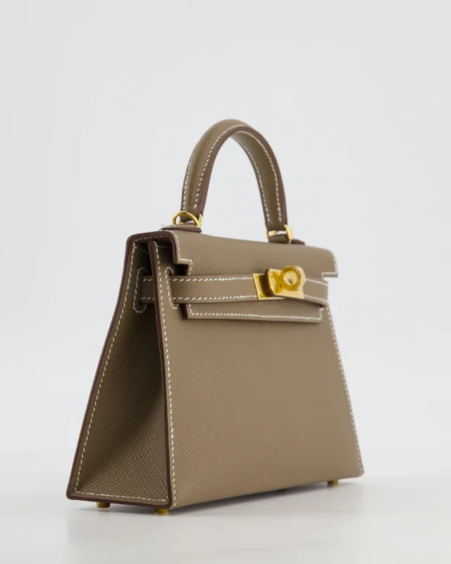 HOT* Hermès Mini Kelly II 20 Bag in Taupe Epsom leather from Sellier, photo 11 of 24