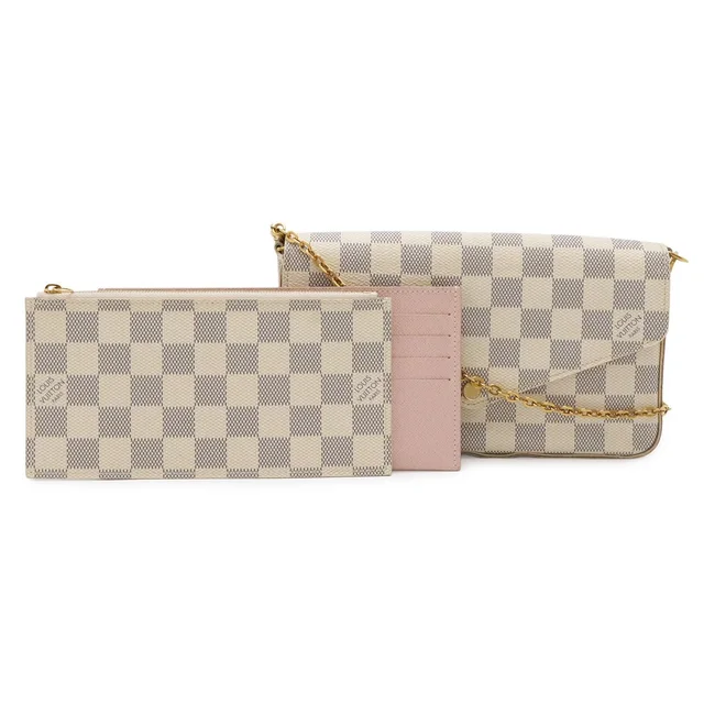 Louis Vuitton Damier Azur Pochette Felicie Shoulder Bag Chain 2-Way Clutch in Coated canvas from The Reluxe