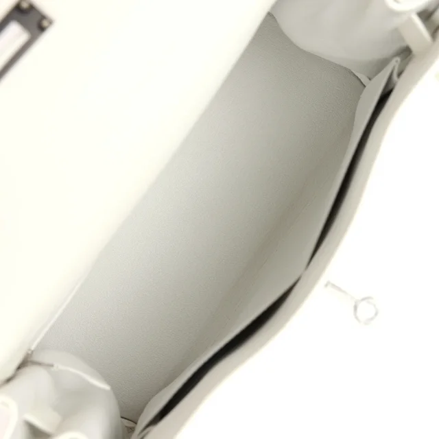 Hermès Kelly Retourne 28 White Clemence Palladium Hardware in White Clemence leather from Madison Avenue Couture, photo 8 of 9