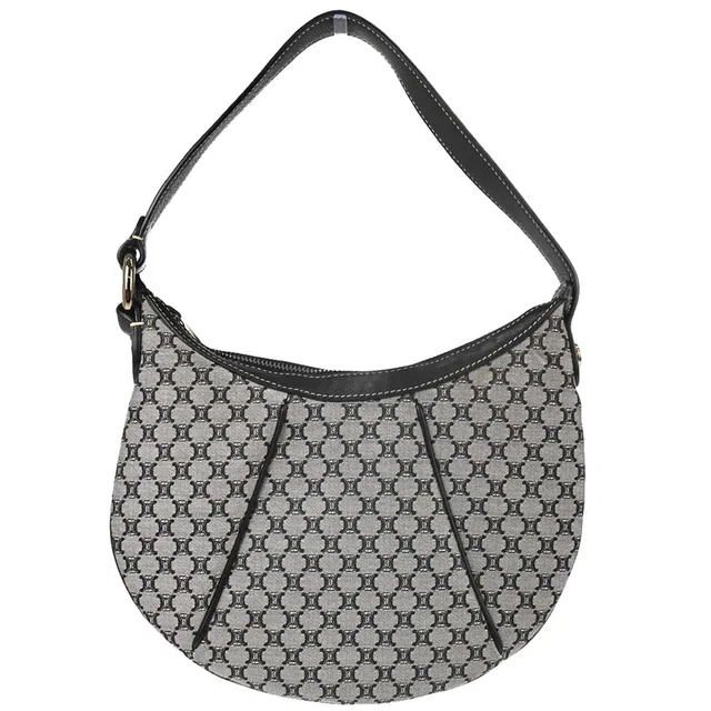 Celine Gray Black Macadam Handbag in Black Canvas from AMORE Vintage Tokyo