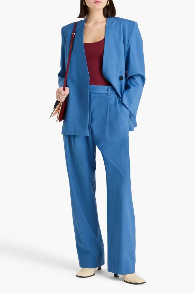 Esse Studios Homme Crepe Wide-Leg Pants in Azure, photo 2 of 4 from THE OUTNET