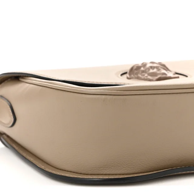 Versace Grained Calfskin La Medusa Flap Shoulder Bag Taupe in Taupe Caviar leather from FASHIONPHILE, photo 8 of 13
