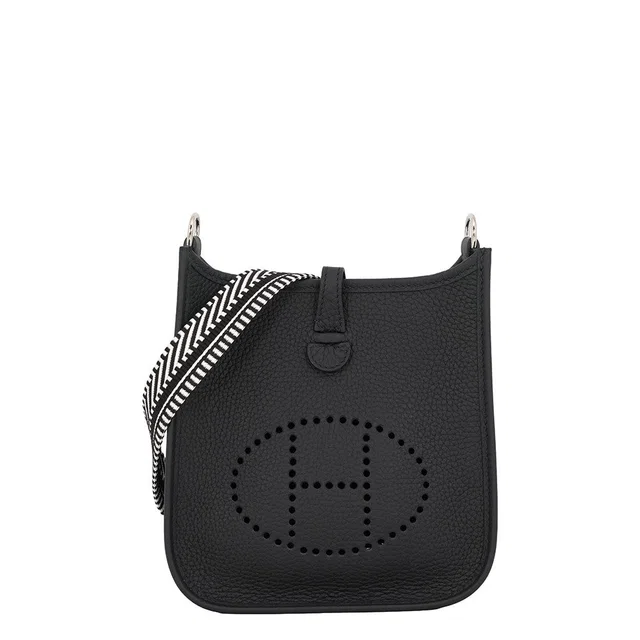 Hermès Evelyne Amazon Short Sangle Caval Black Taurillon Clemence Size TPM in Black Clemence leather from GALLERY RARE