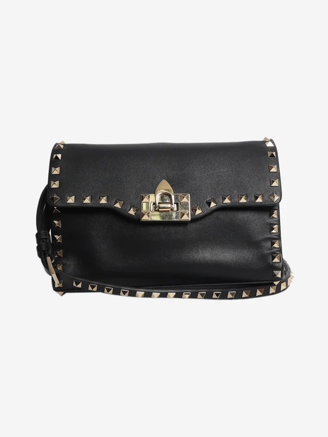 Valentino Garavani Black Rockstud shoulder bag in Black Leather from Sign of the Times