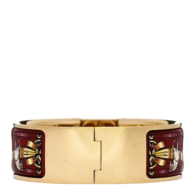 Hermès Stainless Steel Enamel 19mm Printed Horse Loquet Quartz Watch Red in Red from FASHIONPHILE, photo 3 of 5