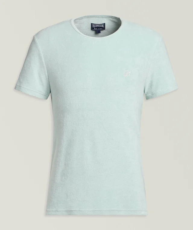 Terry Cotton Crewneck T-Shirt in Blue, image 1 of 1 from Harry Rosen