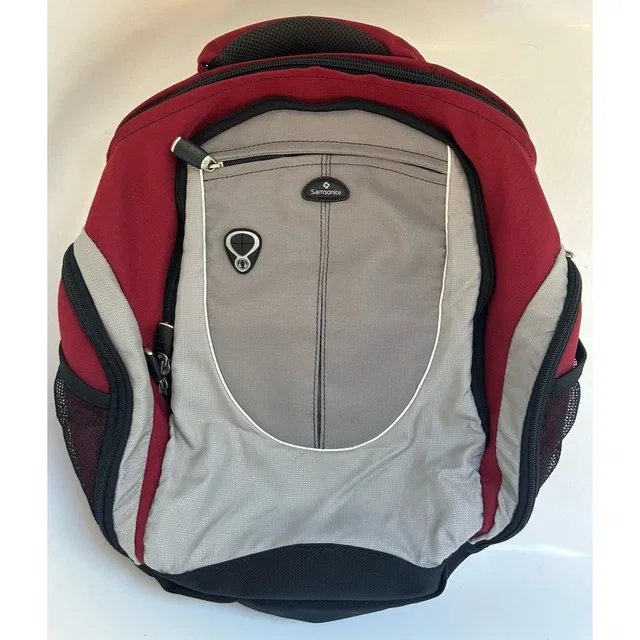 Samsonite Red/Gray Travel Backpack Three Zippered Compartments, Padded Straps in gray|red from Poshmark