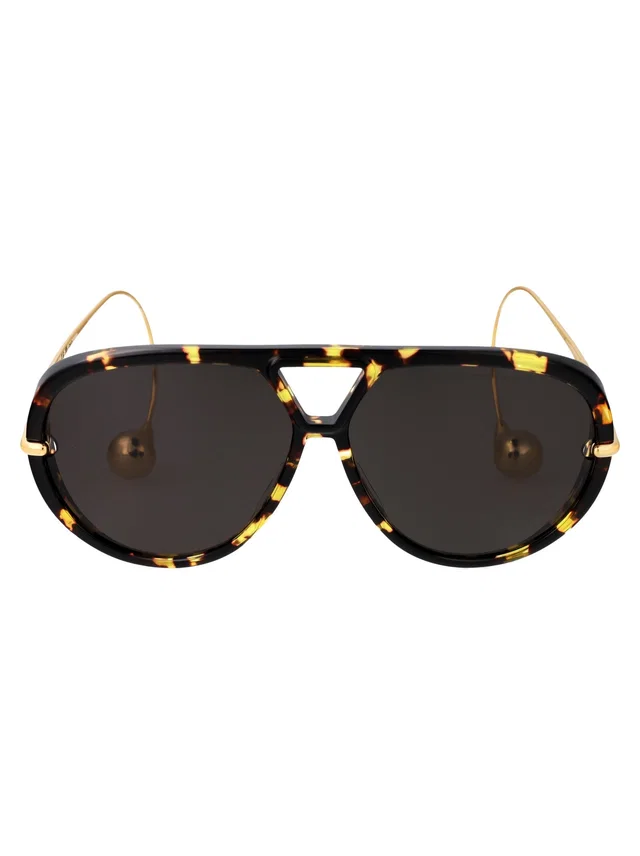 Bottega Veneta Bv1273s Tortoiseshell Metal Aviator Sunglasses — Black in Black from HEWI