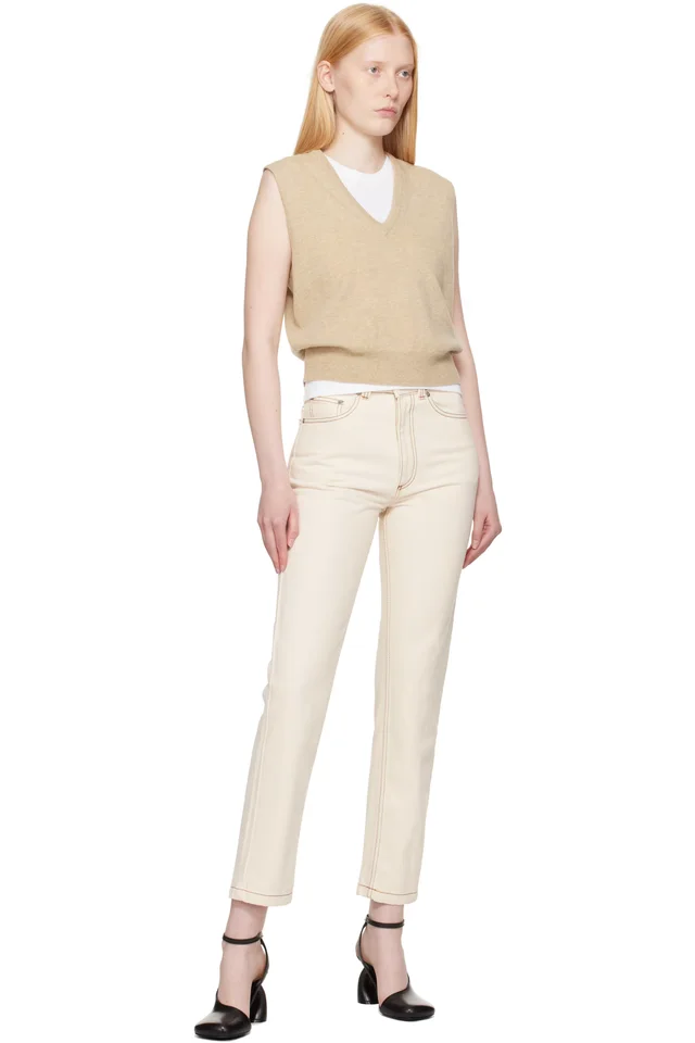 AMI Paris Beige Classic Fit Jeans, photo 4 of 4 from SSENSE