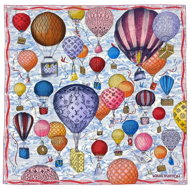 Louis Vuitton Carre 90 Up and Away Scarf Silk Blue Multicolor in Blue Silk from The Reluxe