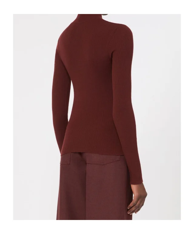 Max Mara Wool yarn polo-neck sweater - Brown bordeaux, photo 3 of 3 from SENSER