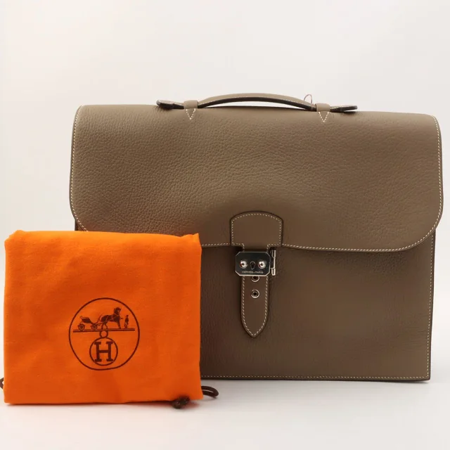 Hermès 2005 Sac à Dépêches 38 Étaupe in Togo leather from VINTAGE QOO TOKYO, photo 13 of 13